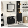 Image de Ensemble de meubles de salle de bain 3 pièces en bois d ingénierie chêne noir