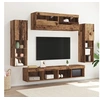Image de Ensemble De 8 Unités Murales TV Avec Eclairage LED En Bois Ancien En Bois D ingénierie