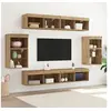 Image de Jeu de 8 meubles TV avec éclairage en chêne artisan et bois d ingénierie