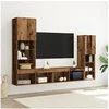 Image de Meuble TV avec lumières LED Bois vieilli 40.5x30x102 cm, Meubles TV avec lumières LED 2 pcs Bois vieilli 80x30x30 cm