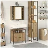 Image de Set de coiffeuse 3 pièces en bois d ingénierie chêne fumé