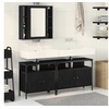 Image de Ensemble de meubles de salle de bain 3 pièces en bois d ingénierie noir chêne