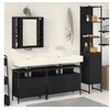 Image de Ensemble de meubles de salle de bain en 4 pièces chêne noir en bois d ingénierie