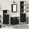 Image de Ensemble de meubles de salle de bain en 4 pièces chêne noir bois reconstitué
