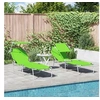 Image de Chaises Longues Pliantes 2 pcs avec Auvent Vert Tissu Oxford 600D