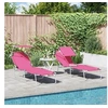 Image de Chaises Longues Pliantes 2 pcs avec Auvent Rose Tissu Oxford 600D