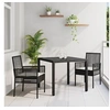 Image de Ensemble de salle à manger de jardin en 3 pièces avec coussins en poly rattan noir 3334855