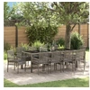 Image de Ensemble de salle à manger de jardin de 11 pièces avec coussins en poly rattan gris