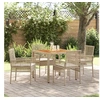 Image de Ensemble de salle à manger de jardin 5 pièces avec coussins beige en polyrotin