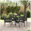 Image de Ensemble de Salle à Manger de Jardin 5 Pièces Noir en Poly Rattan 3334942