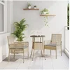 Image de Ensemble de repas de jardin 3 pièces en poly rattan beige