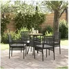 Image de Ensemble de salle à manger de jardin 5 pièces en poly rattan noir 3334952