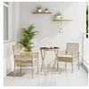 Image de Ensemble de Bistro de Jardin 3 Pièces avec Coussins Beige en Poly Rattan