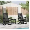 Image de Chaises Berçantes de Jardin 2 pcs Noir 70x92x107.5 cm HDPE, Chaise Berçante de Jardin Noir 70x92x108 cm HDPE