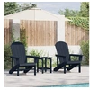 Image de Ensemble de Jardin 3 Pièces Bleu Marine HDPE, Chaise Adirondack Bleu Marine 74x82x91 cm HDPE, Table d Appoint Adirondack Bleu M