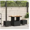 Image de Ensemble de salle à manger de jardin 3 pièces avec coussins en poly rotin noir et acacia 42007911