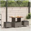 Image de Ensemble de salle à manger de jardin 3 pièces avec coussins gris en poly rotin et acacia 42007915
