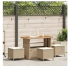 Image de Ensemble de salle à manger de jardin 4 pièces avec coussins en poly rotin beige et acacia 42007923