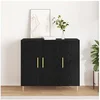Image de Buffet Noir Chêne 90x34x80 cm en bois reconstitué