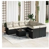 Image de Ensemble de Canapés de Jardin 9 Pièces avec Coussins Noir Poly Rattan