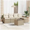 Image de Ensemble de canapés de jardin 6 pièces avec coussins marron en rotin synthétique