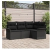 Image de Salon de jardin modulable rotin noir 4 pieces 6 personnes