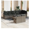 Image de Ensemble de canapé de jardin 8 pièces avec coussins en poly rattan noir