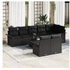 Image de Ensemble de canapé de jardin 9 pièces avec coussins beige en poly rotin