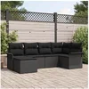Image de Ensemble de Canapés de Jardin de 6 pièces avec Coussins Noir Rattan Poly