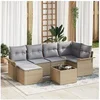 Image de Ensemble de canapé de jardin 7 pièces avec coussins en rotin poly noir
