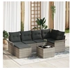 Image de Ensemble de Canapés de Jardin 7 Pièces avec Coussins Gris Poly Rattan