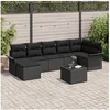 Image de Ensemble de Canapé de Jardin 8 Pièces avec Coussins Beige Rattan Poly