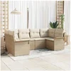 Image de Ensemble de Canapés de Jardin 6 Pièces avec Coussins Beige Poly Rotin