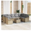 Image de Ensemble de Canapés de Jardin 10 Pièces avec Coussins Noir Poly Rattan