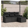 Image de Ensemble de Canapés de Jardin 4 pièces avec Coussins Noir Poly Rattan, Canapé de Jardin 2 places vidaXL avec Coussins 3345653