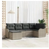 Image de Ensemble de canapé de jardin 6 pièces avec coussins en rotin poly gris clair, Canapé de jardin 2 places vidaXL 3345772