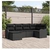 Image de Ensemble de canapé de jardin 6 pièces avec coussins noir en poly rotin, Canapé de jardin vidaXL 2 places 3345773