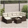 Image de Ensemble de 6 canapés de jardin avec coussins en poly rotin gris, Canapé de jardin 2 places avec coussins en poly 3345778