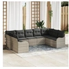 Image de Ensemble de canapé de jardin 9 pièces avec coussins gris clair en poly rattan, Canapé de jardin 2 places avec coussins gris 3345862