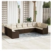 Image de Ensemble de canapés de jardin de 10 pièces avec coussins en poly rattan marron, Canapé de jardin de 2 places vidaXL 3345878