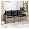 Image de Ensemble de canapé de jardin 3 pièces avec coussins gris poly rotin