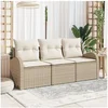 Image de Ensemble de canapé de jardin 3 pièces avec coussins Beige Rattan synthétique