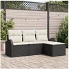 Image de Ensemble de Canapés de Jardin 4 pièces avec Coussins Noir Rattan Poly 3345987