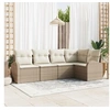 Image de Ensemble de canapé de jardin 5 pièces avec coussins Rotin poly beige
