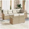 Image de Ensemble de canapés de jardin de 7 pièces avec coussins beige en poly rotin