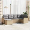 Image de Ensemble de canapés de jardin 6 pièces avec coussins en poly rotin beige 3346110