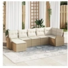 Image de Ensemble de Canapé de Jardin 7 Pièces avec Coussins Beige Poly Rattan 3346131