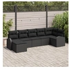 Image de Ensemble de canapé de jardin 7 pièces avec coussins en poly rattan noir