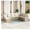 Image de Ensemble de canapé de jardin 8 pièces avec coussins beige en poly rattan