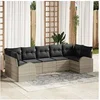 Image de Ensemble de sofa de jardin 7 pièces avec coussins gris clair en poly rotin
